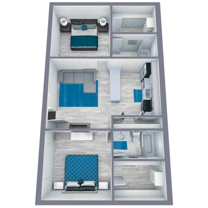 B1 Classic floor plan featuring 2 bedrooms 2 bathrooms