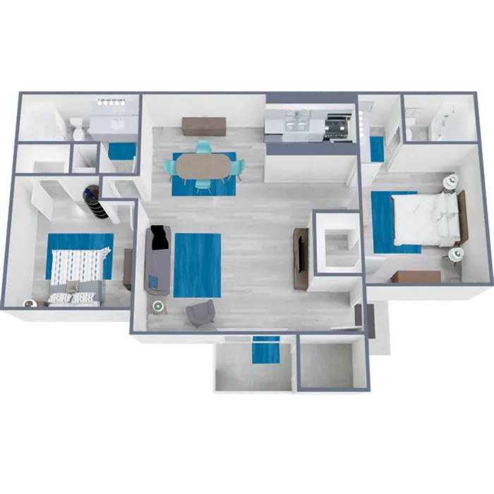 B1 Classic floor plan featuring 2 bedrooms 2 bathroom