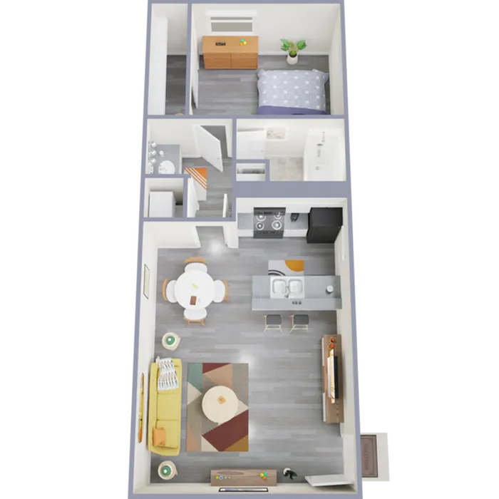 A2 Renovated floor plan featuring 1 bedroom 1 bathroom