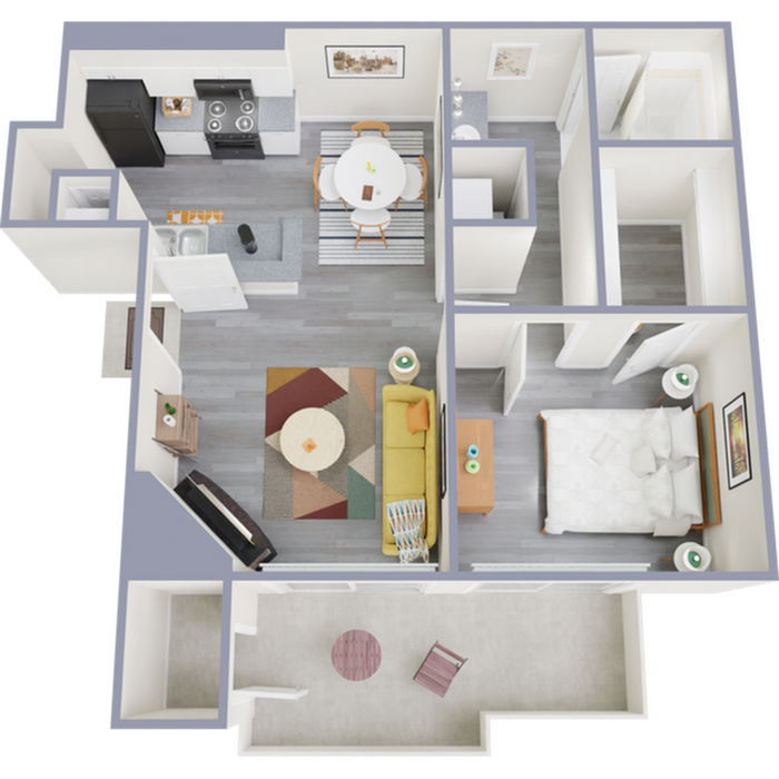 A3 Renovated floor plan featuring 1 bedroom 1 bathroom