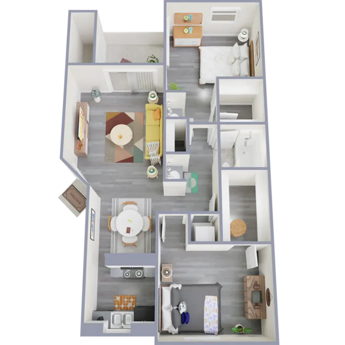 B1 Upgrade floor plan featuring 2 bedrooms 1 bathroom