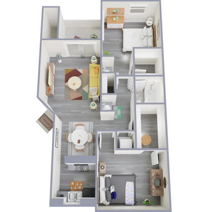B1 Renovated floor plan featuring 2 bedrooms 1 bathroom