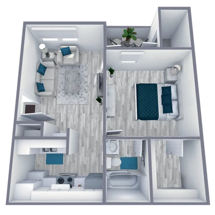 A2 Upgraded floor plan featuring 1 bedroom 1 bathroom