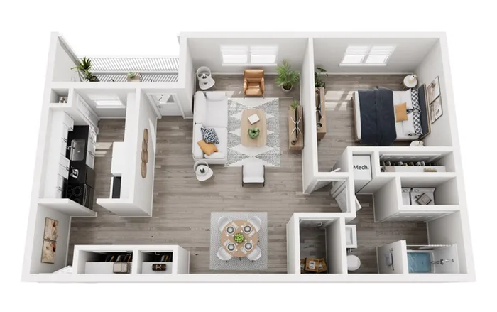 A2 Floor Plan - 1 Bed 1 Bath