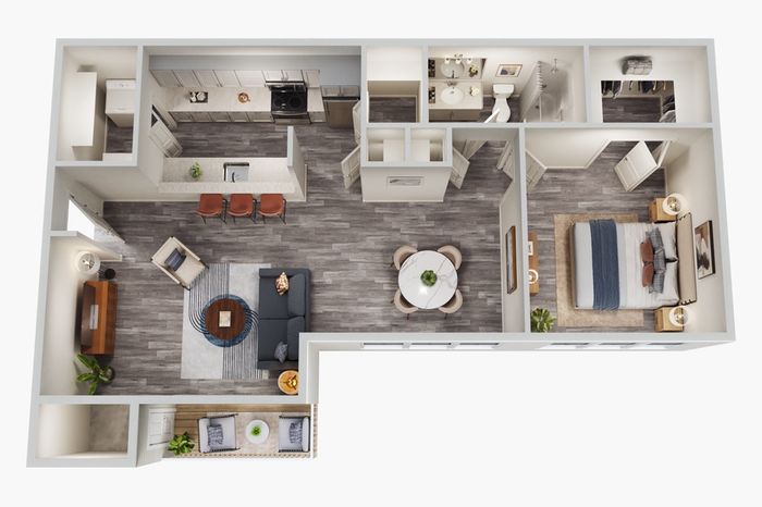 A1 Classic floor plan featuring 1 bedroom 1 bathroom