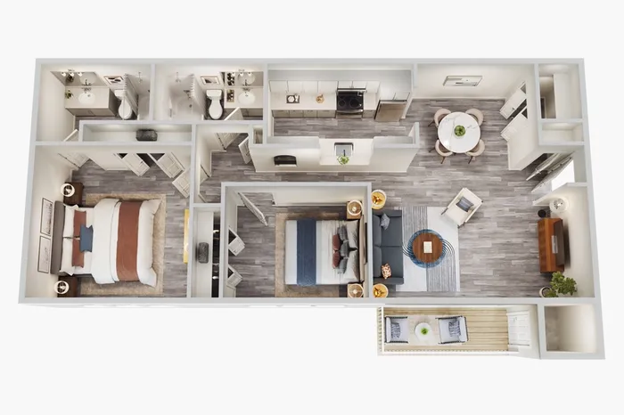 B1 Classic floor plan featuring 2 bedrooms 2 bathrooms
