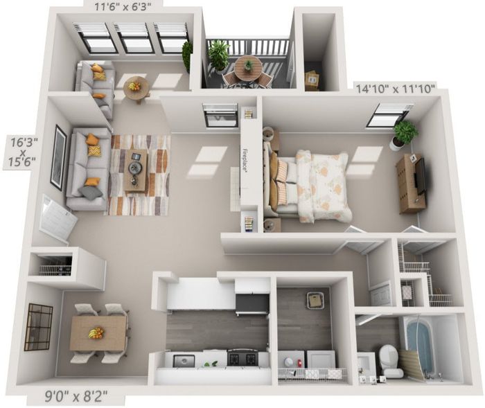 A2 - 1 Bed 1 Bath