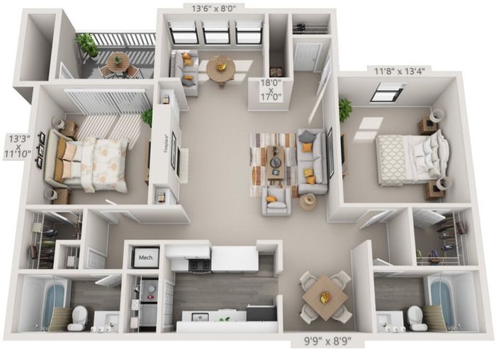 B1 - 2 Bed 2 Bath