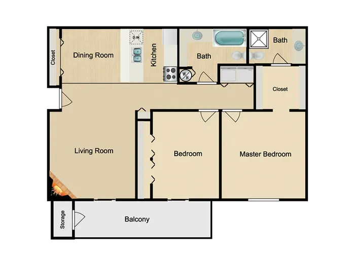B1 Gold floor plan featuring 1 bedroom 1 bathroom