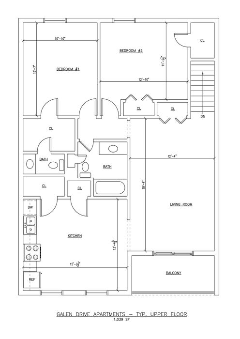 Two Bedroom Floor Plan (Upper)