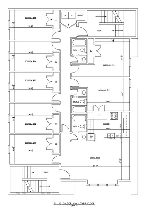 Seven Bedroom Floor Plan (Lower)