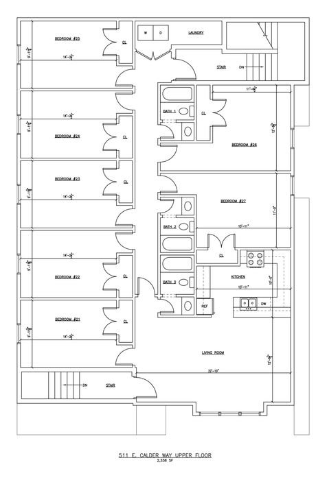 Seven Bedroom Floor Plan (Upper)