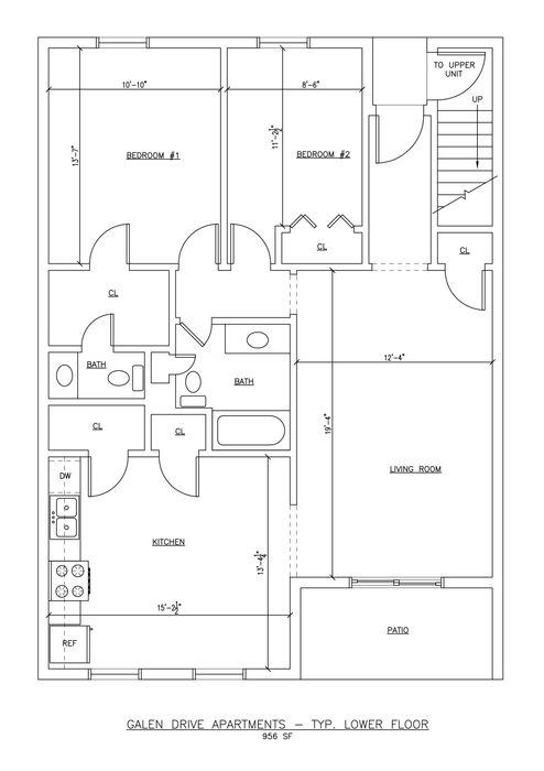Two Bedroom Floor Plan (Downstairs)
