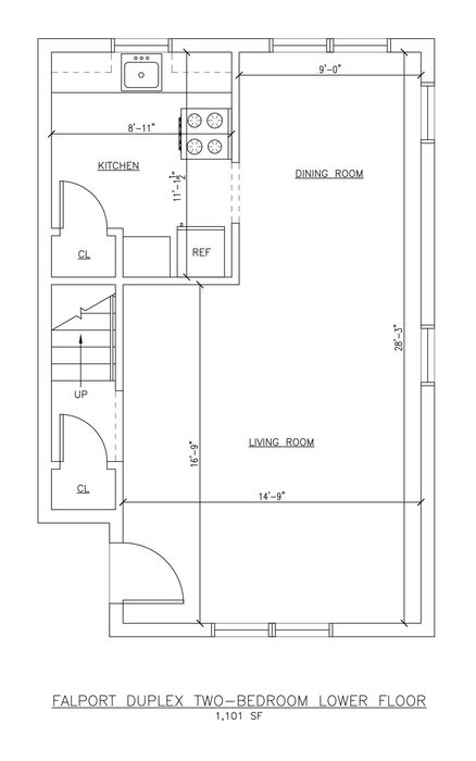 Two Bedroom Floor Plan (Lower Floor)