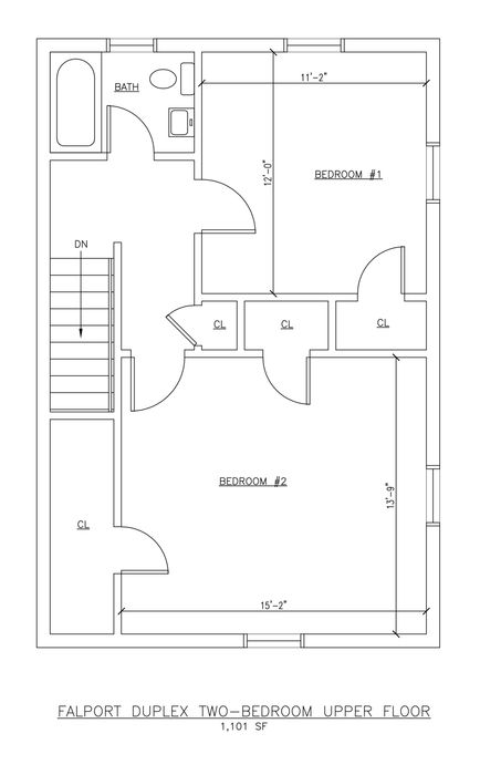 Two Bedroom Floor Plan (Upper Floor)