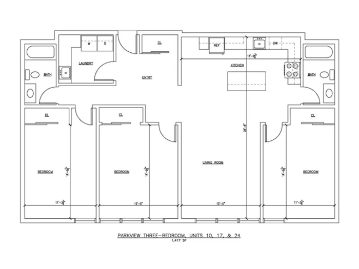 Three Bedroom Floor Plan