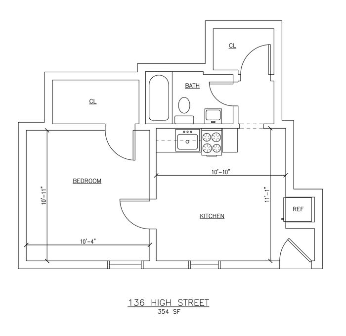 One Bedroom Floor Plan (136)