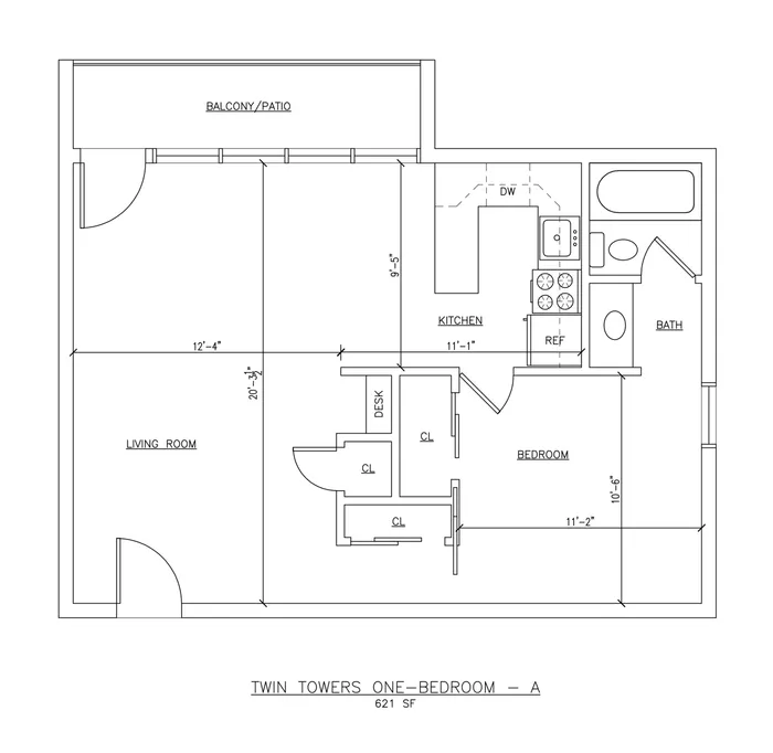 One Bedroom Floor Plan (A)