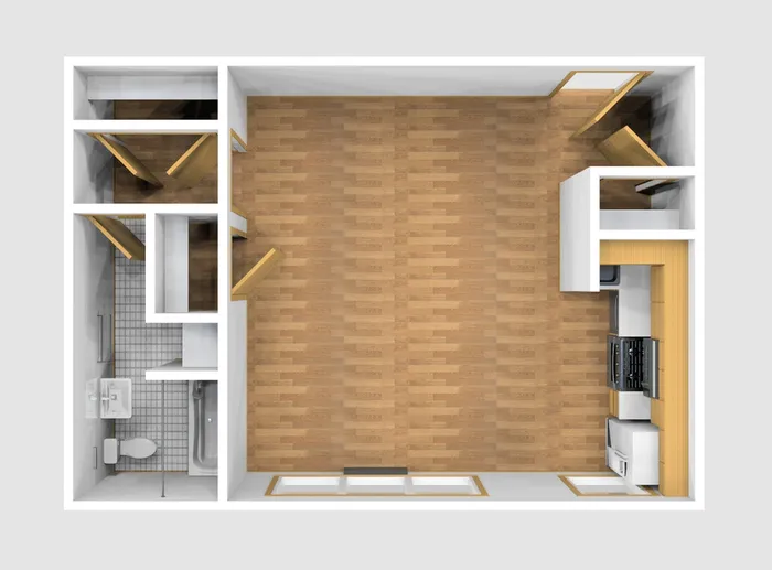 Studio Unfurnished 3D View