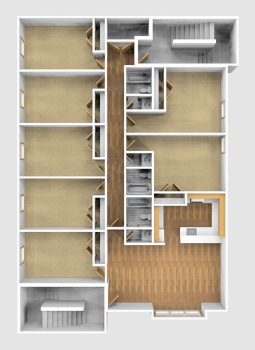 Seven Bedroom Unfurnished 3D View (Lower)