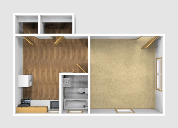 Studio Unfurnished 3D View