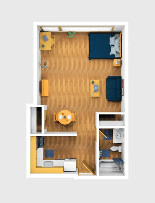 Studio Furnished 3D View