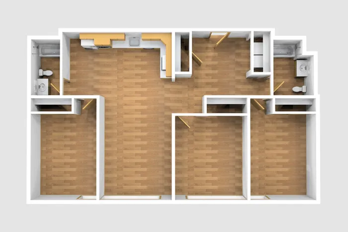 Three Bedroom Unfurnished 3D View