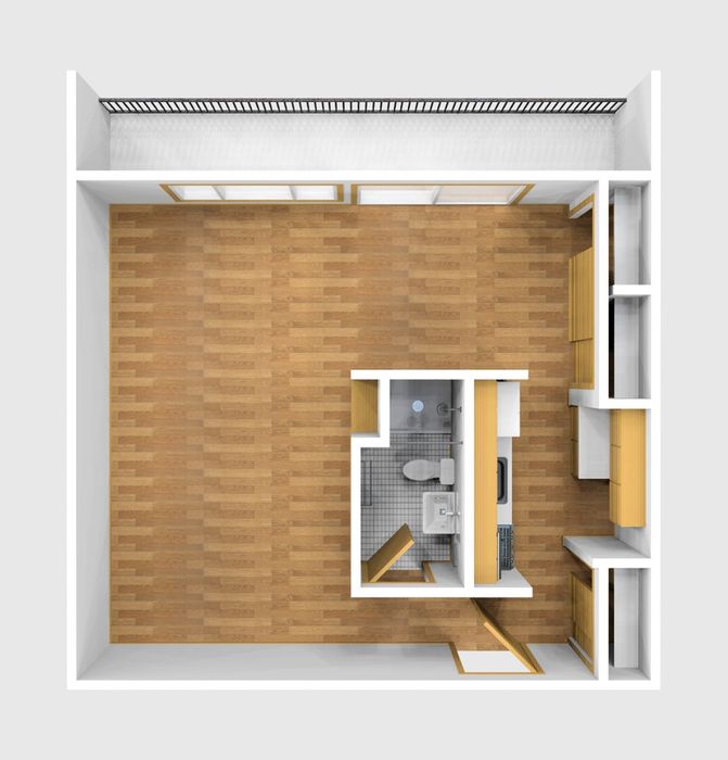 Studio Unfurnished 3D View