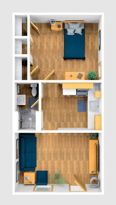 One Bedroom Furnished 3D View (132)