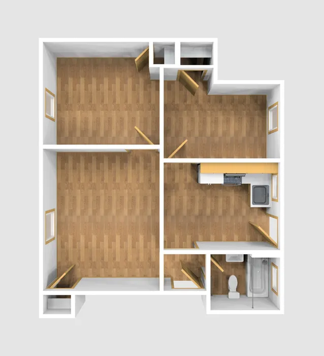 Two Bedroom Unfurnished 3D View (138)