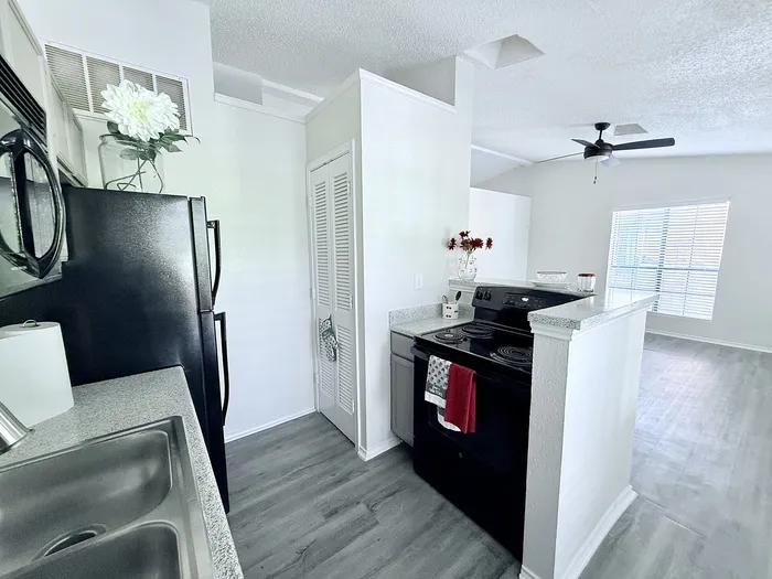 A2 kitchen opening to the living area