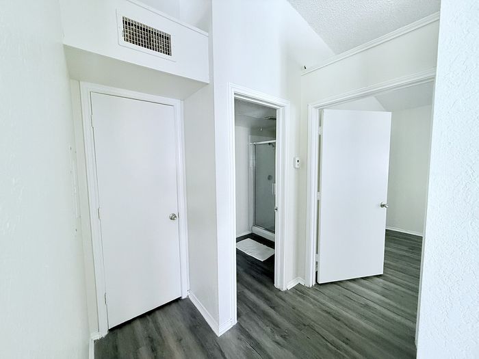 A2 apartment hallway leading to the bathroom