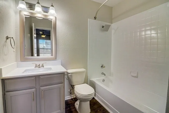 Primary bathroom inside the B1 apartment