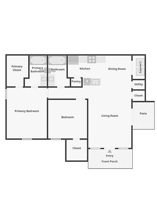 B2 - DUPLEX - 2BD, 2BA - 1054SF