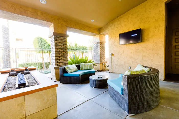 Enjoy a fire at our outdoor living room