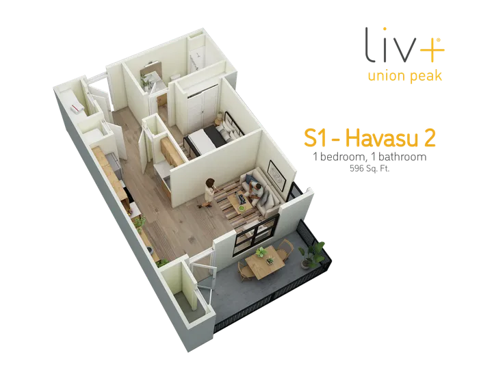 Studio Floor plan 2 for Liv+ Union
