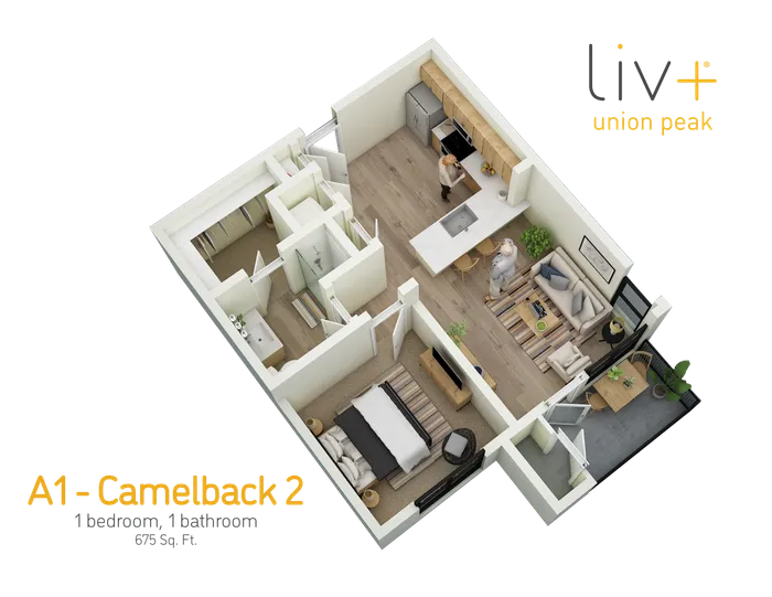 Camelback 1 Bedroom Floor plan 2
