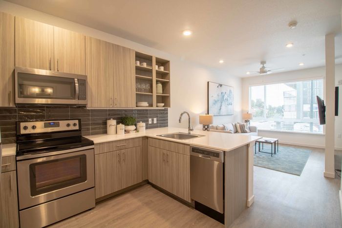 Kitchen overlooking the living room