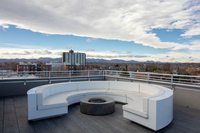 Rooftop lounge overlooking the mountains