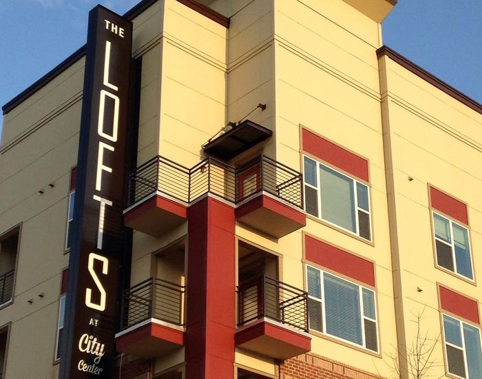 Lofts at City Center exterior sign