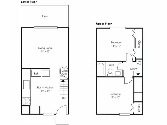 2BR/1BA Townhome- Traditional
