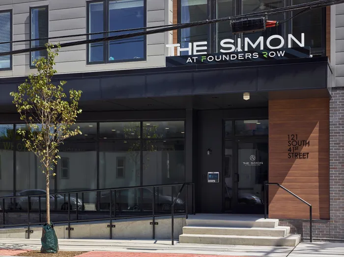 the simon at founders row close up of entrance