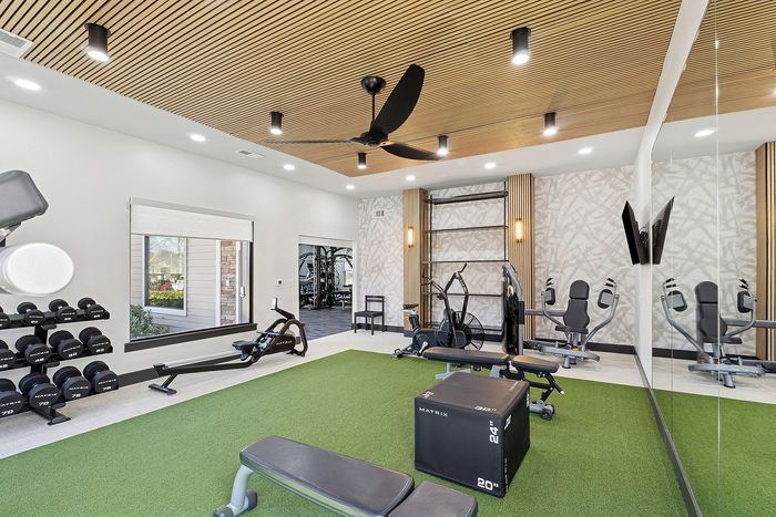 campus crossings abbey west fitness center turf weight machines mirror