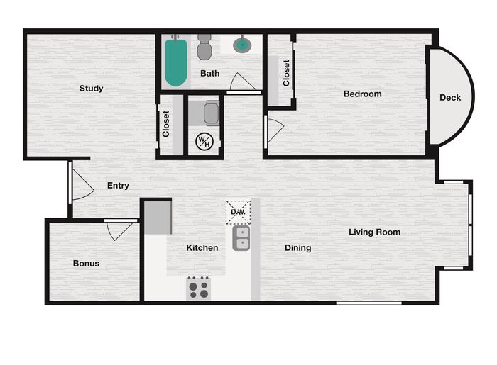 1x1D Floor Plan