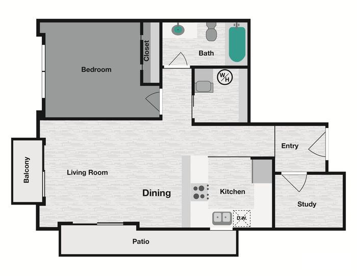 1x1B-2 Floor Plan