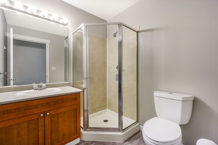 Bathroom in two bedroom apartment at Terrace View in Seattle, Washington.