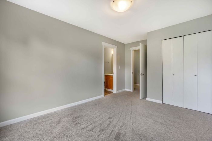 Master bedroom in two bedroom apartment home at Terrace View in Seattle, Washington.