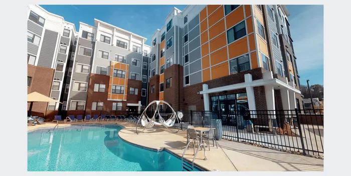 Relaxing resort-style pool at 303 Flats in Knoxville, Tennessee
