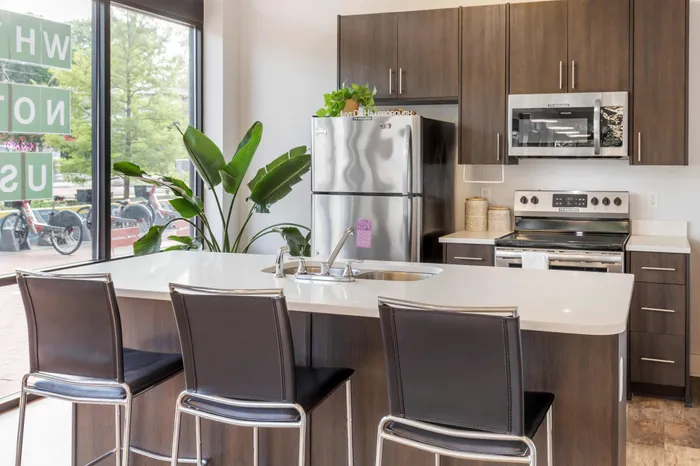 Clubhouse kitchen at Live on Hillsborough in Raleigh, North Carolina