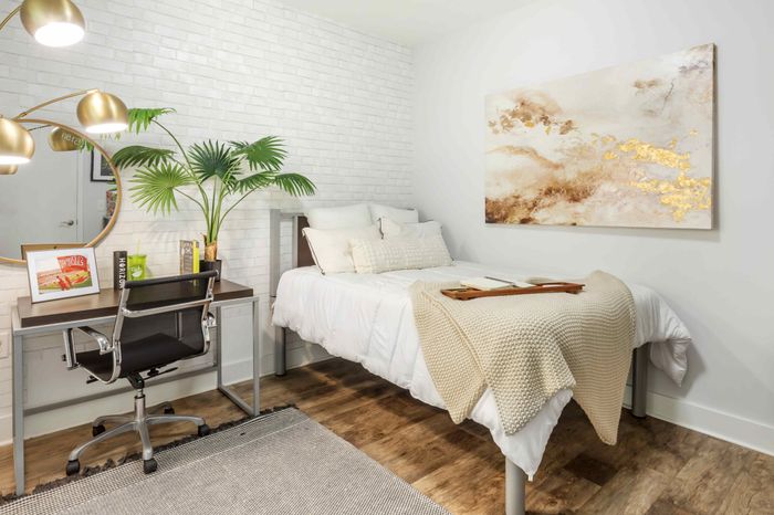 Private bedroom at Live on Hillsborough in Raleigh, North Carolina.